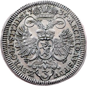 Charles VI., 3 Kreuzer 1734, Graz
