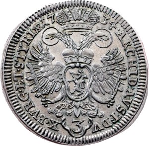 Charles VI., 3 Kreuzer 1734, Graz