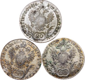 Franz I. (II.), 20 Kreuzer 1806, 1808, 1814