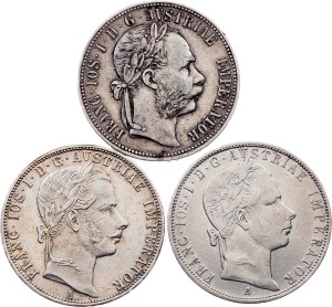 Franz Joseph I., 1 Gulden 1858, 1860, 1887, Vienna