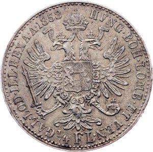 Franz Joseph I., 1/4 Gulden 1858, E, Karlsburg