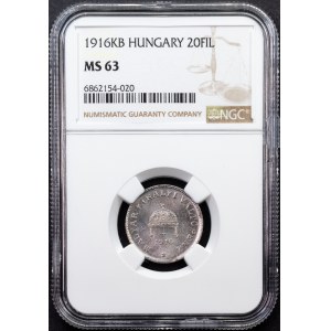 Habsburg, 20 Fillér  1916, KB, Kremnitz