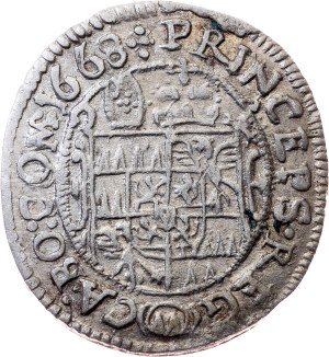 Charles II. of Liechtenstein-Kastelkorn , 3 Kreuzer 1668, Kremsier