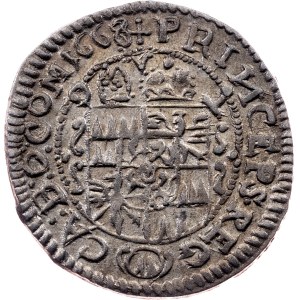 Charles II. of Liechtenstein-Kastelkorn , 3 Kreuzer 1668, Kremsier