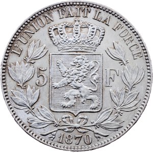 Belgium, 5 Francs 1870, Brussels
