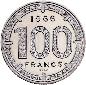 Central African States , 100 Francs 1966, Paris