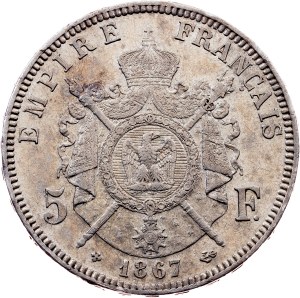 France, 5 Francs 1867, Strasbourg