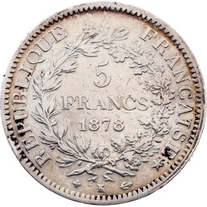 Francia, 5 franchi 1878, Bordeaux