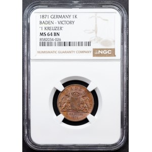 Germany, 1 Kreuzer 1871, Karlsruhe
