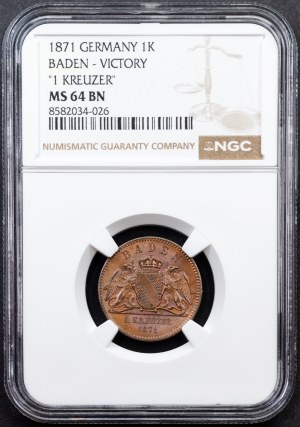 Germany, 1 Kreuzer 1871, Karlsruhe