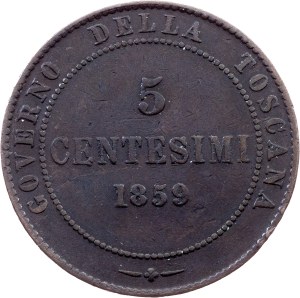Italy, 5 Centesimi 1859, Heaton