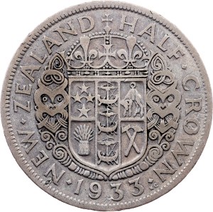 New Zealand, 1/2 Crown 1933, London