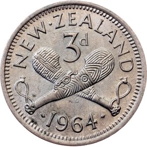 New Zealand, 3 Pence 1964, London