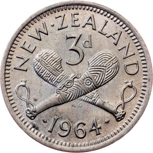 New Zealand, 3 Pence 1964, London