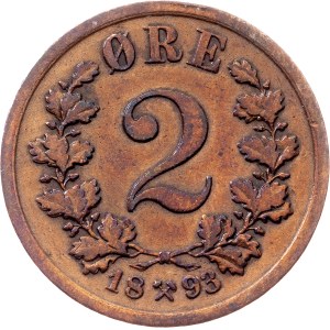 Norway, 2 Ore 1893, Kongsberg