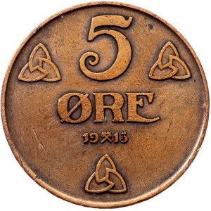 Norway, 5 Ore 1913, Kongsberg