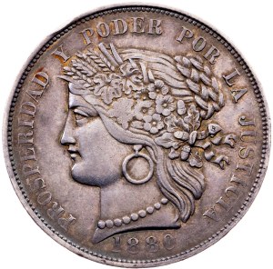 Peru, 5 Pesetas 1880