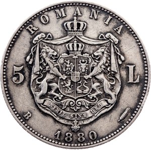 Romania, 5 Lei 1880, B