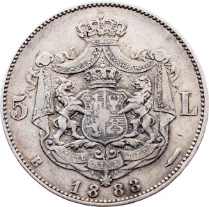 Romania, 5 Lei 1883, B