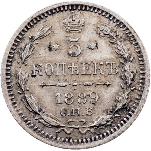 Russia, 5 Kopecks 1889, СПБ-АГ