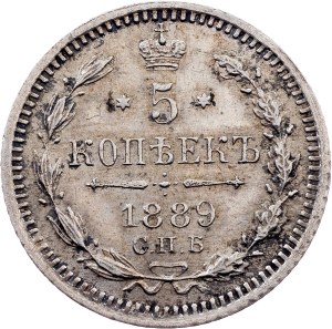 Russia, 5 Kopecks 1889, СПБ-АГ