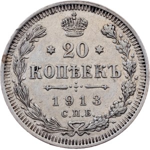 Russia, 20 Kopecks 1913, СПБ-BC