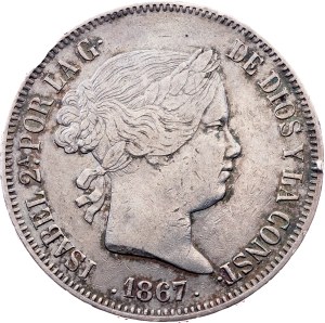 Spain, 2 Escudos 1867, Madrid