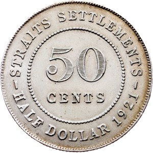 Straits Settlements , 50 Cents 1921, Bombay