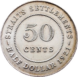 Straits Settlements , 50 Cents 1921, Bombay