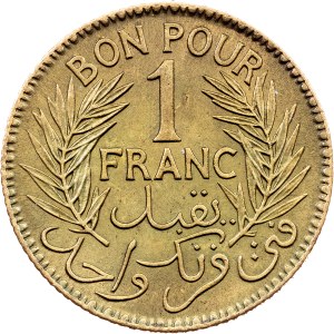 Tunisia, 1 Franc 1921, Paris