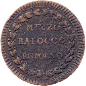 Vatican City, 1/2 Baiocco ND (1784), Rome