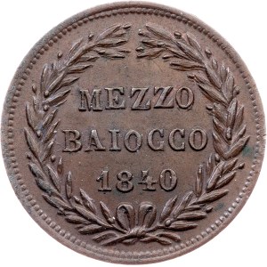 Vatican City, 1/2 Baiocco 1840, Rome