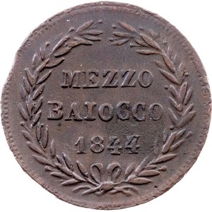Vatican City, 1/2 Baiocco 1844, Rome