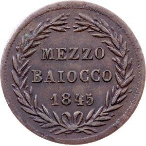 Vatican City, 1/2 Baiocco 1845, Rome