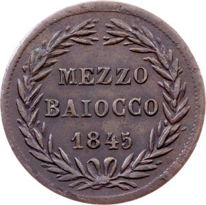 Vatican City, 1/2 Baiocco 1845, Rome