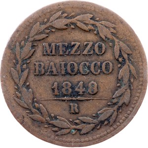 Vatican City, 1/2 Baiocco 1848, Rome
