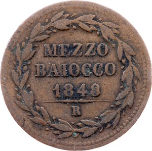 Vatican City, 1/2 Baiocco 1848, Rome