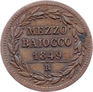 Vatican City, 1/2 Baiocco 1849, Rome