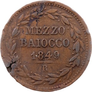 Vatican City, 1/2 Baiocco 1849, Rome