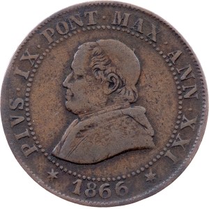 Vatican City, 1 Soldo 1866, Rome