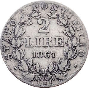Vatican City, 2 Lire 1867, Rome