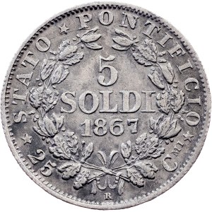 Vatican City, 5 Soldi 1867, Rome