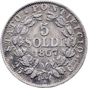 Vatican City, 5 Soldi 1867, Rome