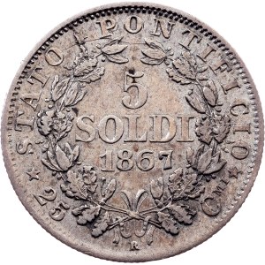 Vatican City, 5 Soldi 1867, Rome