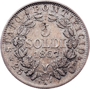 Vatican City, 5 Soldi 1867, Rome