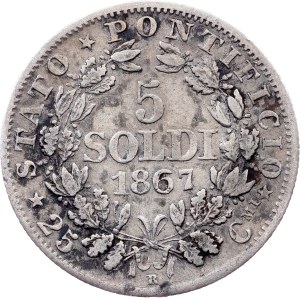 Vatican City, 5 Soldi 1867, Rome