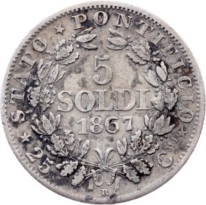 Vatican City, 5 Soldi 1867, Rome