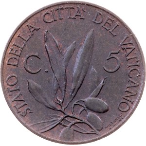 Vatican City, 5 Centesimi 1929, Rome