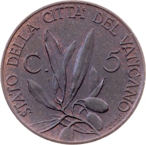 Vatican City, 5 Centesimi 1929, Rome