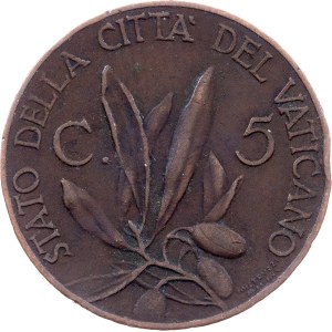 Vatican City, 5 Centesimi 1932, Rome